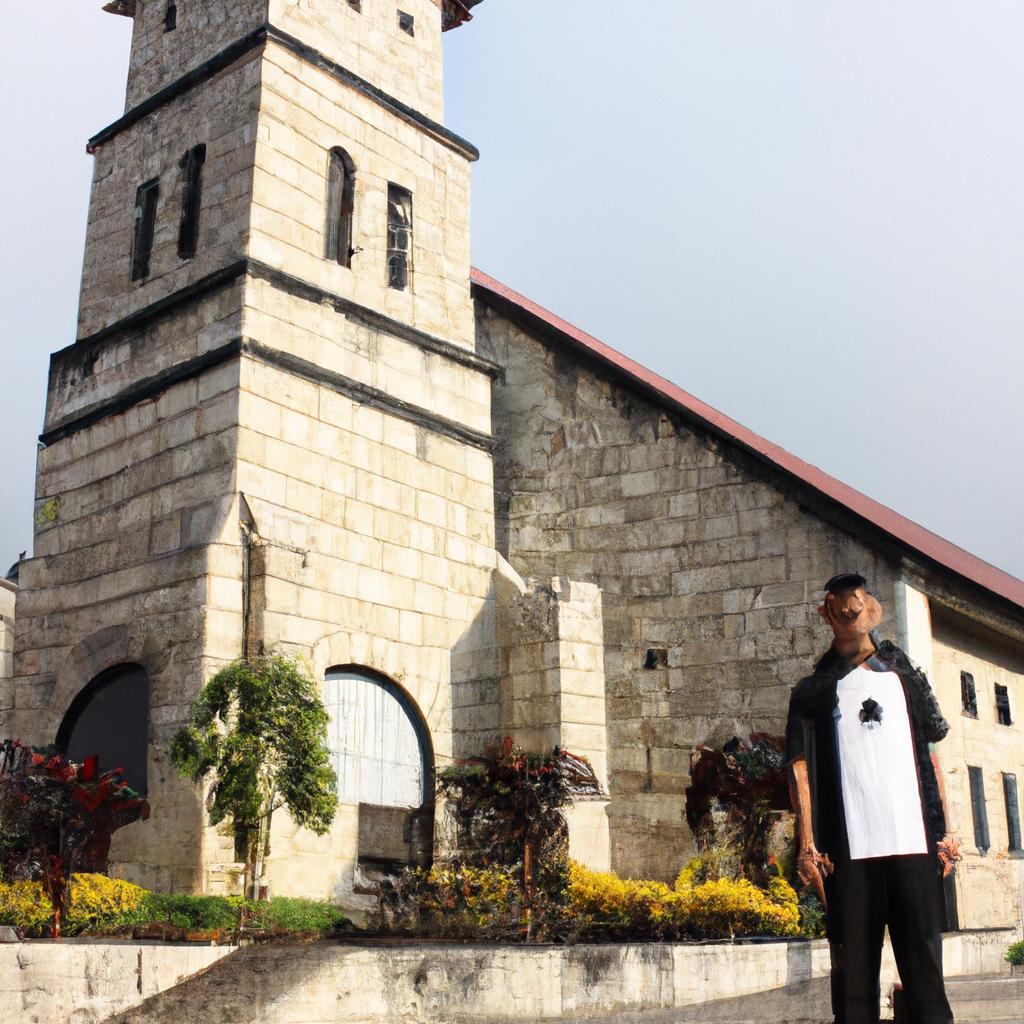 Person standing in front of church
