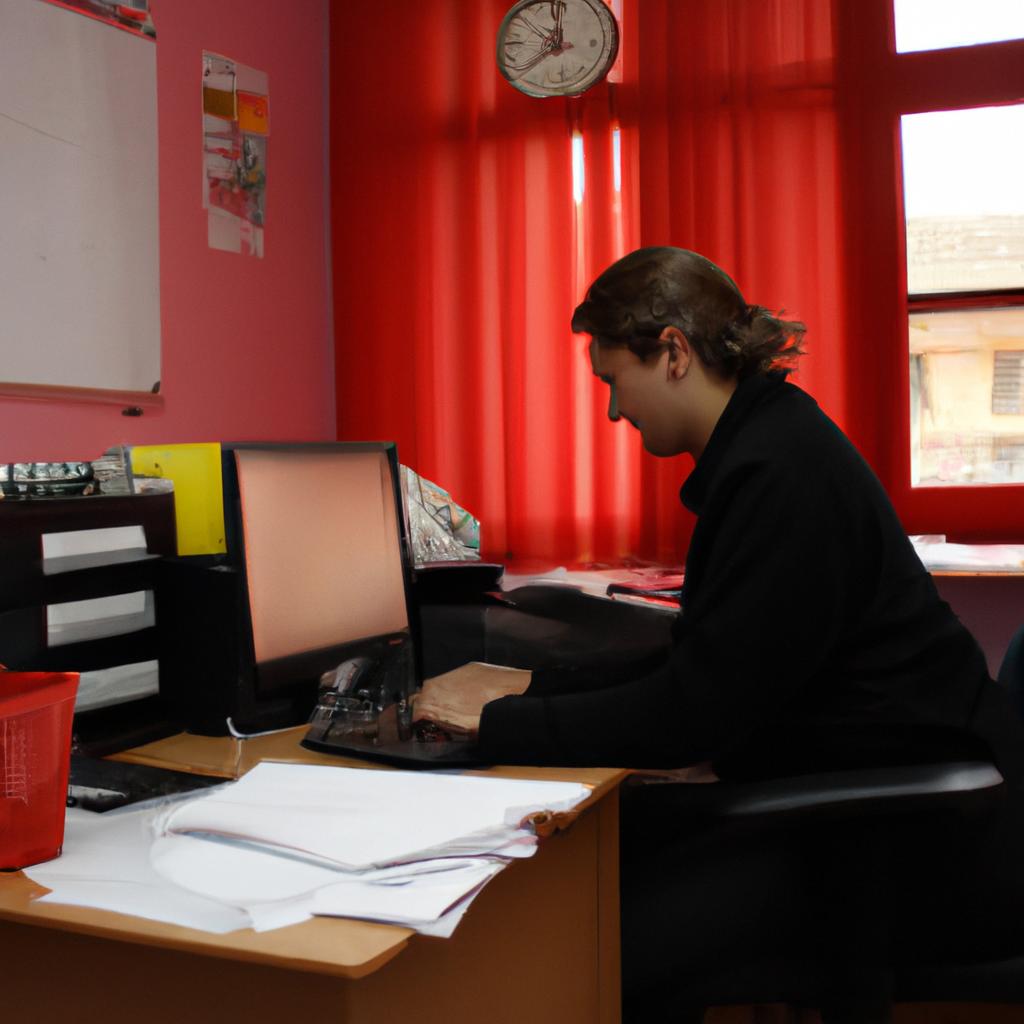 Person working in school office